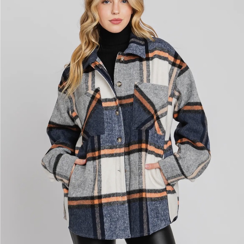 Plaid Button Down Jacket Shacket